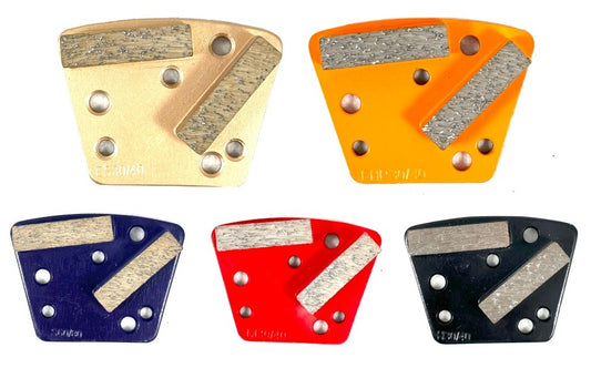 Standard Trapezoid 2-Bar Metal Bond Diamond Tooling w/ Universal 3-Bolt Hole Pattern